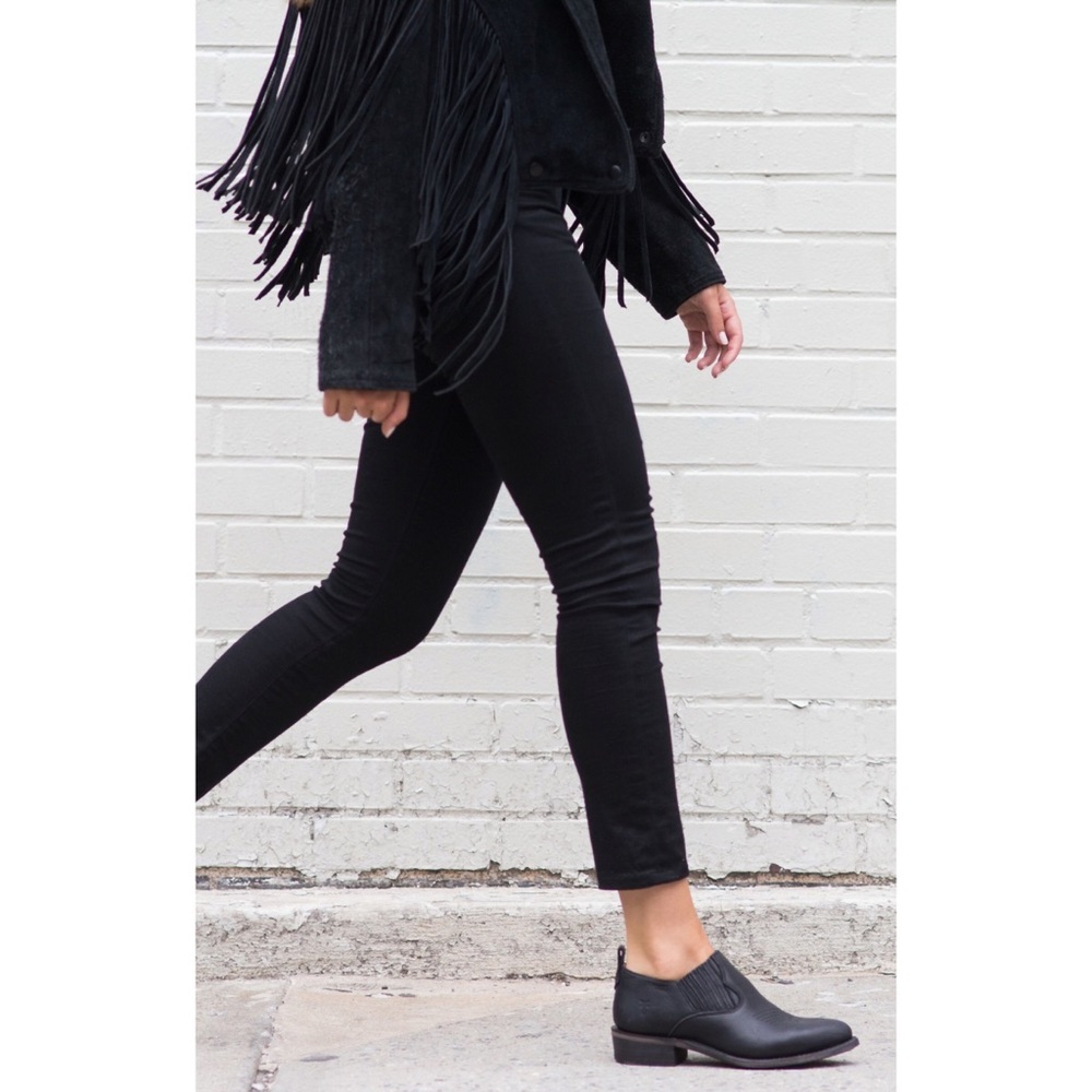 $339 Frye Eleanor Black Leather Western Shootie Everyday Casual Comfy Ankle Boot - Picture 1 of 16
